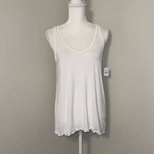 White ruffle tank